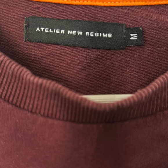 Red Crewneck Sweater with Ribbed Collar - Picture 2 of 16